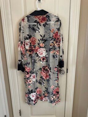 RD & Koko Floral Velvet Burnout Sheer Duster S